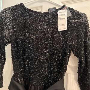 Black Taffeta-like and Sequined Formal Gown